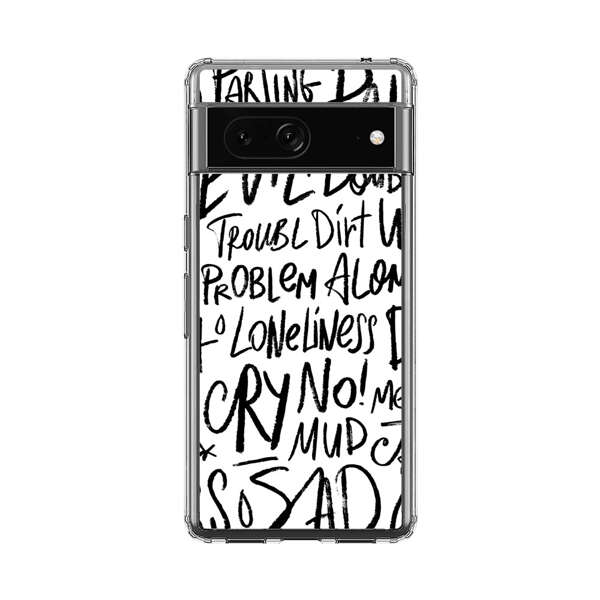 Black and White Negative Words Pattern Google Pixel 7 Case