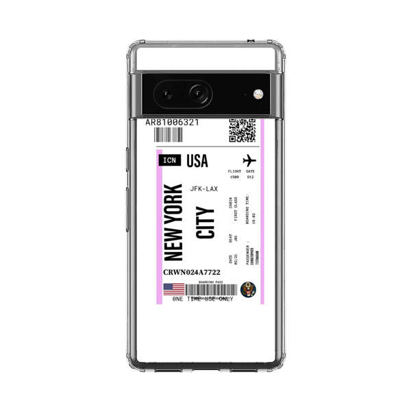 Boarding Pass New York City Flight Ticket Google Pixel 7 Case