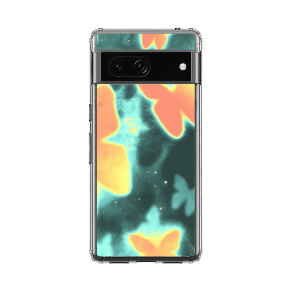 Bright Glowing Orange Butterflies Blue Background Google Pixel 7 Case