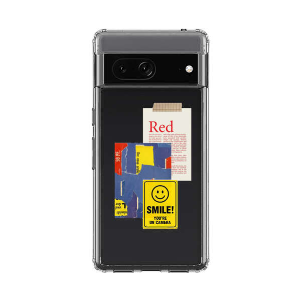 Collage Torn Paper Smiley Face Yellow Sign Google Pixel 7 Case