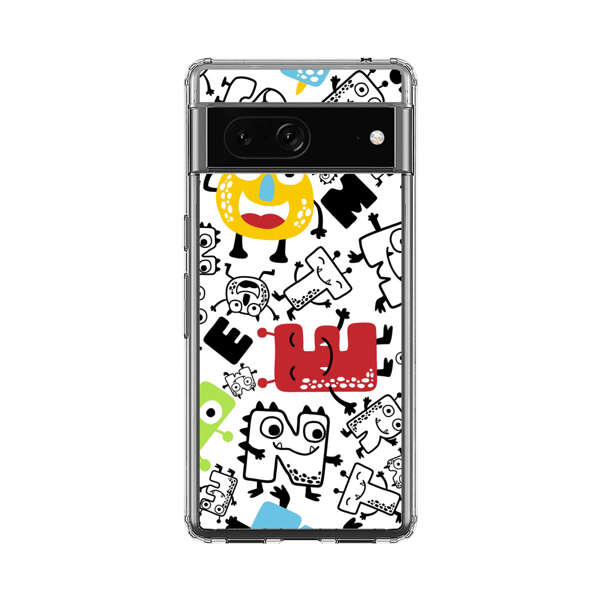 Colorful Cartoon Monsters Letters Pattern Google Pixel 7 Case