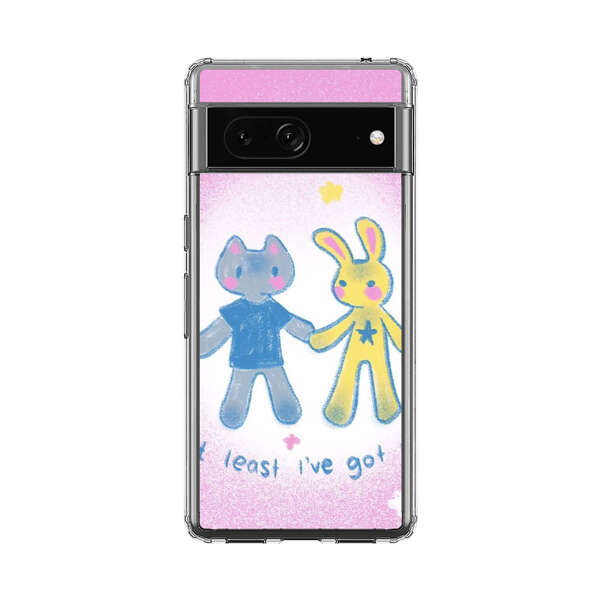 Cute Cat and Rabbit Holding Hands Google Pixel 7 Case