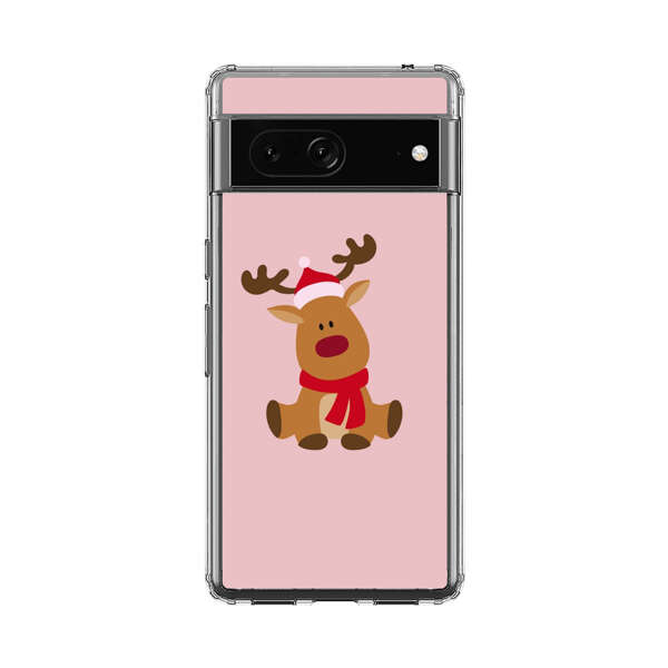 Cute Reindeer with Santa Hat and Red Scarf Google Pixel 7 Case