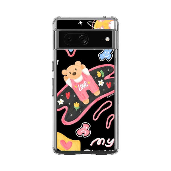 Cute Teddy Bear Love Space Design Google Pixel 7 Case