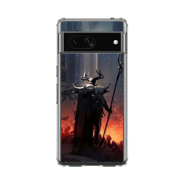Dark Fantasy Warrior with Horned Helmet Google Pixel 7 Case