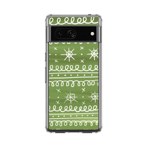 Green White Stars Loop Pattern Google Pixel 7 Case