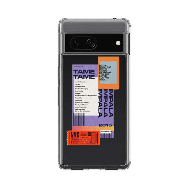 Modern Graphic Collage with Typography and Ticket Elements Google Pixel 7 Case