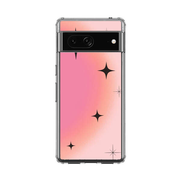 Pink Peach Gradient with Black Stars Google Pixel 7 Case