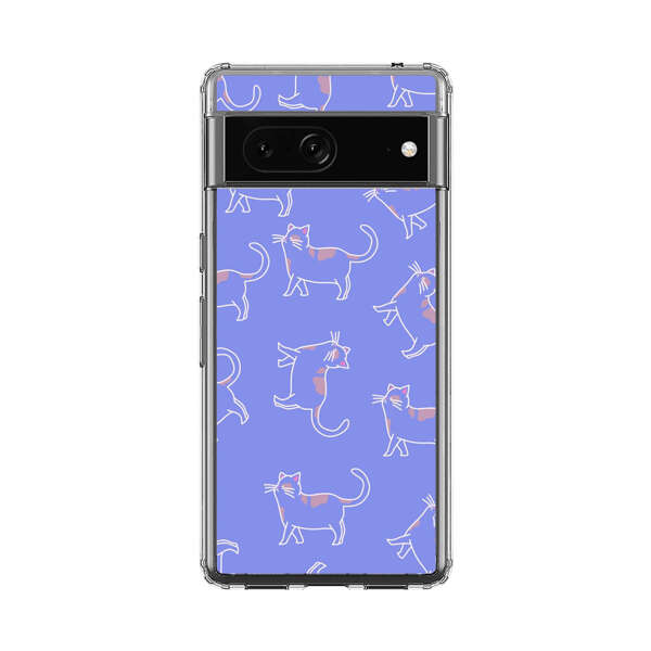 Playful Cartoon Cats on Purple Background Google Pixel 7 Case