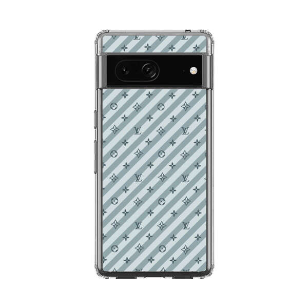 Stylish Blue Diagonal Striped Luxury Logo Pattern Google Pixel 7 Case