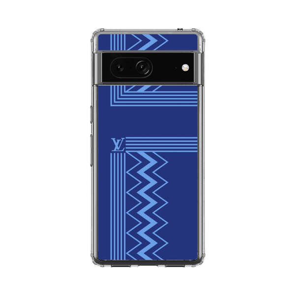 Stylish Geometric Zigzag Pattern in Blue Google Pixel 7 Case