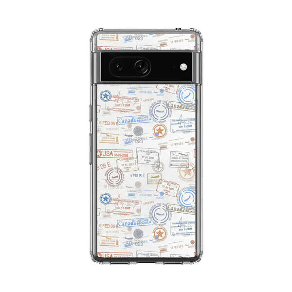 Vintage Passport Stamps Pattern Google Pixel 7 Case