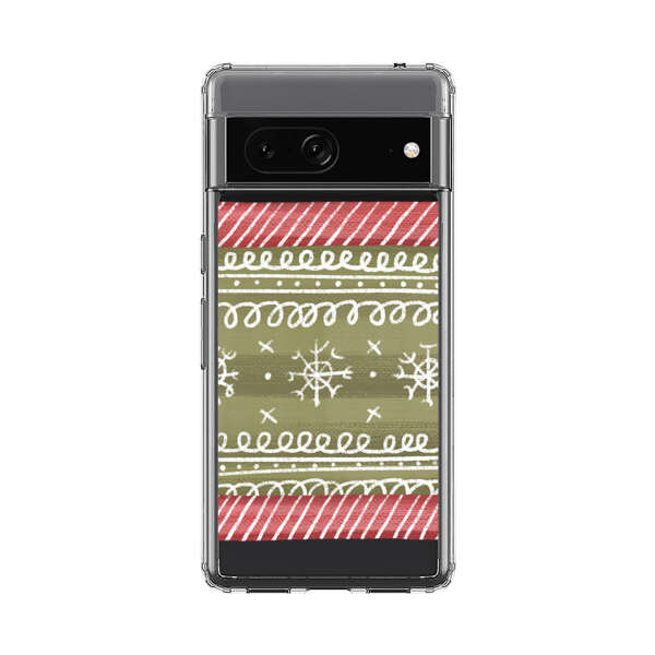 Winter Pattern with Snowflakes and Red Stripes Google Pixel 7 Case