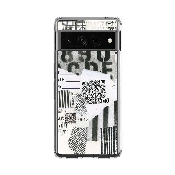 Abstract Collage Torn Paper Barcodes Google Pixel 7 Pro Case