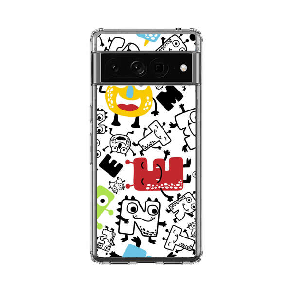 Colorful Cartoon Monsters Letters Pattern Google Pixel 7 Pro Case