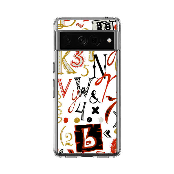 Colorful Hand Drawn Letters and Numbers Pattern Google Pixel 7 Pro Case