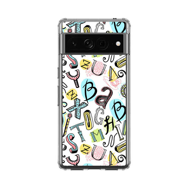 Colorful Scattered Alphabet Letters Pattern Google Pixel 7 Pro Case