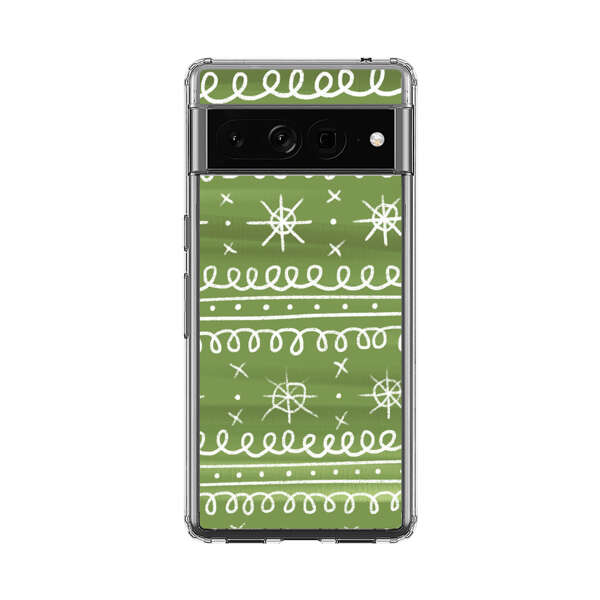 Green White Stars Loop Pattern Google Pixel 7 Pro Case
