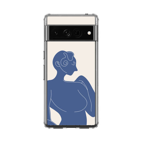 Minimalistic Abstract Female Silhouette Blue Google Pixel 7 Pro Case
