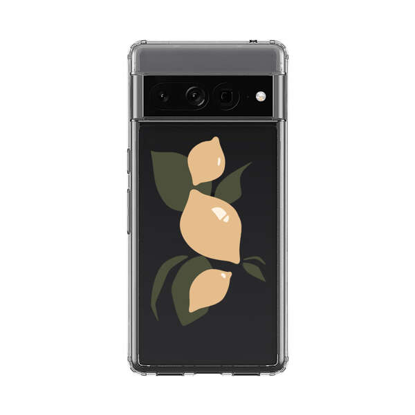 Minimalistic Beige Lemons with Green Leaves Google Pixel 7 Pro Case