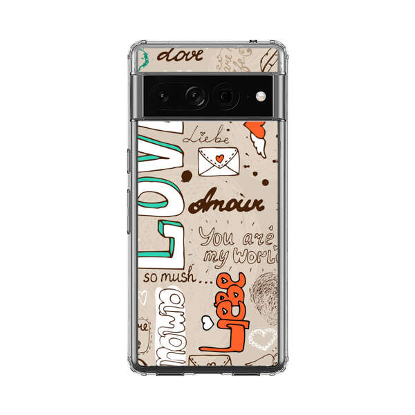 Romantic Love Doodle Collage Google Pixel 7 Pro Case