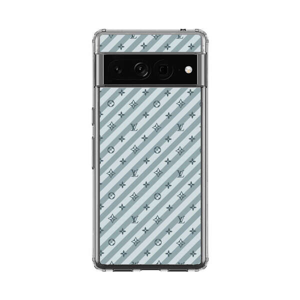 Stylish Blue Diagonal Striped Luxury Logo Pattern Google Pixel 7 Pro Case