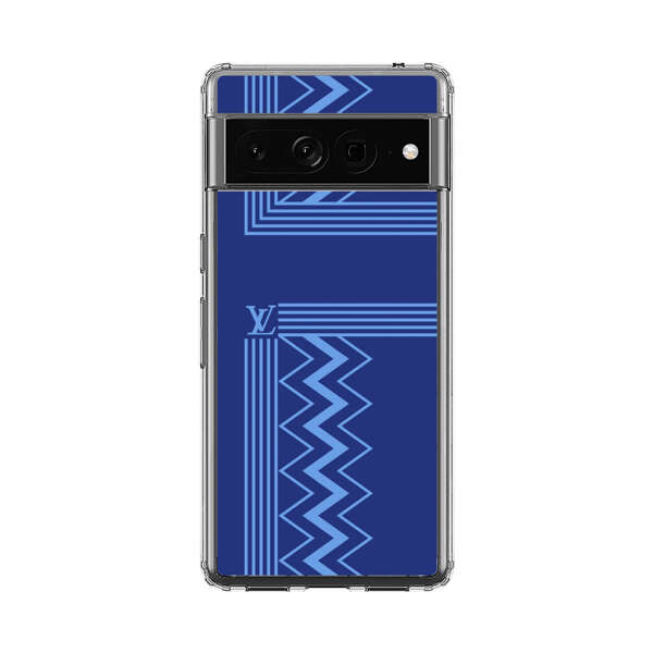 Stylish Geometric Zigzag Pattern in Blue Google Pixel 7 Pro Case