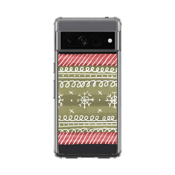 Winter Pattern with Snowflakes and Red Stripes Google Pixel 7 Pro Case