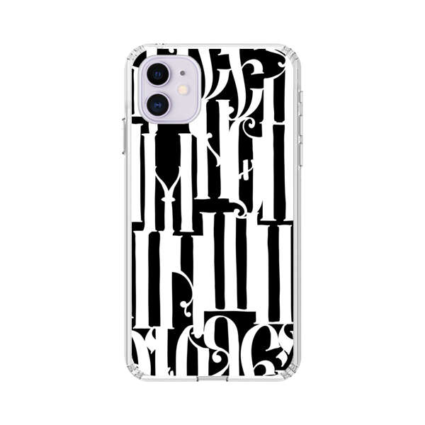 Abstract Black and White Pattern with Ornamental Letters iPhone 11 Case