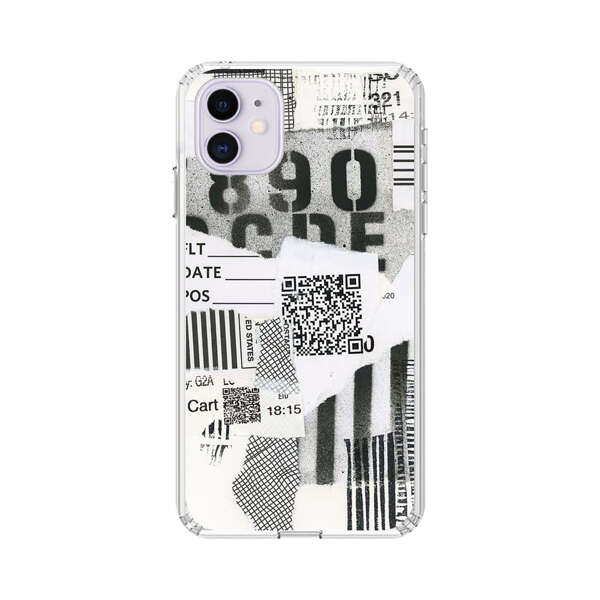 Abstract Collage Torn Paper Barcodes iPhone 11 Case