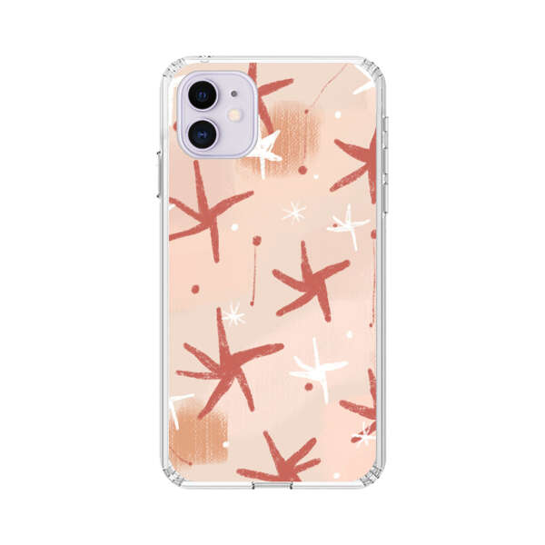 Abstract Star Pattern Red and White on Beige Background iPhone 11 Case