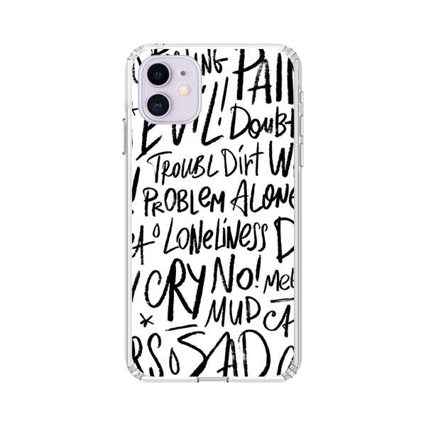 Black and White Negative Words Pattern iPhone 11 Case