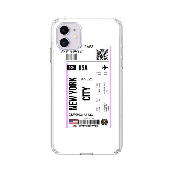 Boarding Pass New York City Flight Ticket iPhone 11 Case