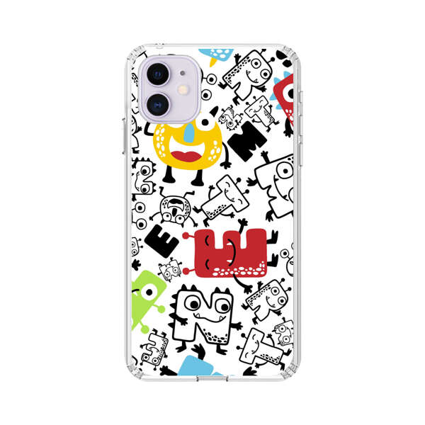 Colorful Cartoon Monsters Letters Pattern iPhone 11 Case