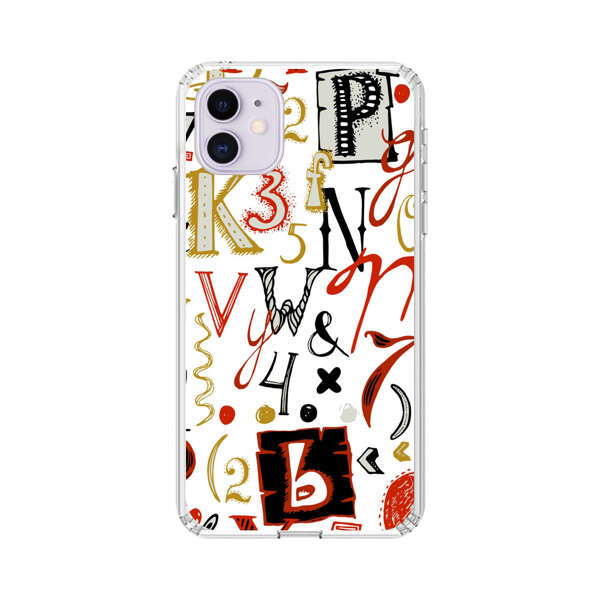 Colorful Hand Drawn Letters and Numbers Pattern iPhone 11 Case