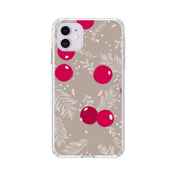 Cranberries and pine branches holiday pattern iPhone 11 Case