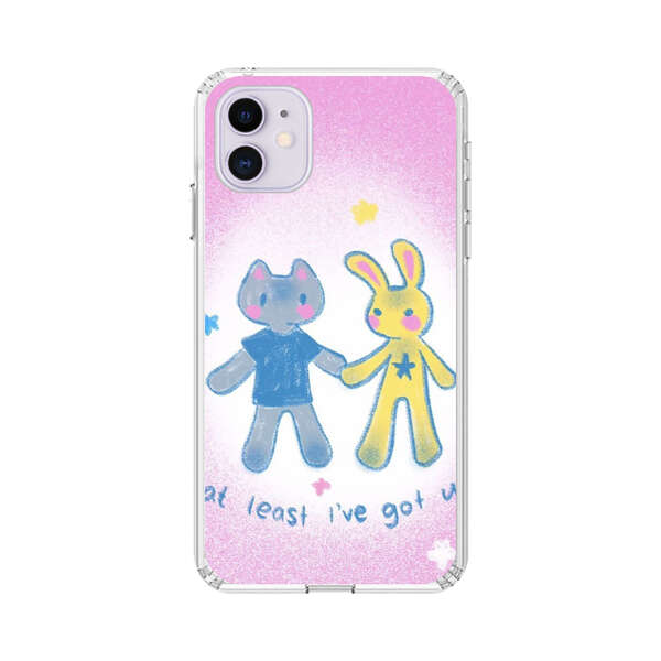 Cute Cat and Rabbit Holding Hands iPhone 11 Case