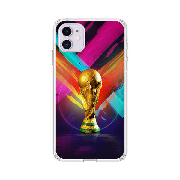 Golden Soccer Trophy with Colorful Abstract Background iPhone 11 Case