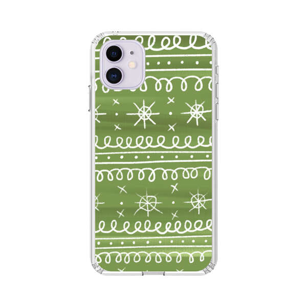 Green White Stars Loop Pattern iPhone 11 Case