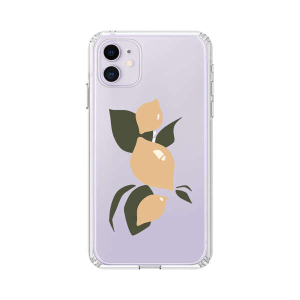 Minimalistic Beige Lemons with Green Leaves iPhone 11 Case