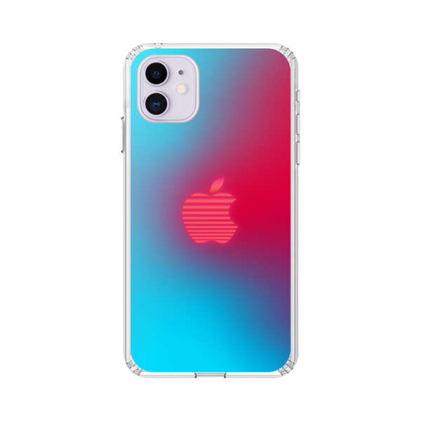 Neon Striped Apple Logo Gradient Background iPhone 11 Case