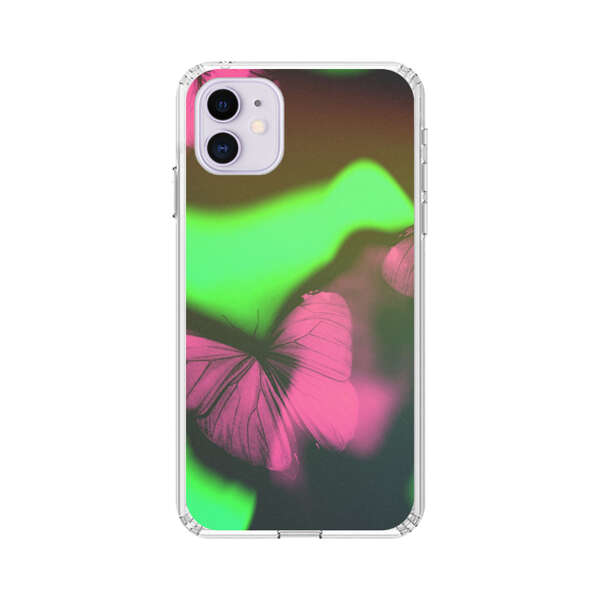 Pink Butterflies Green Background iPhone 11 Case