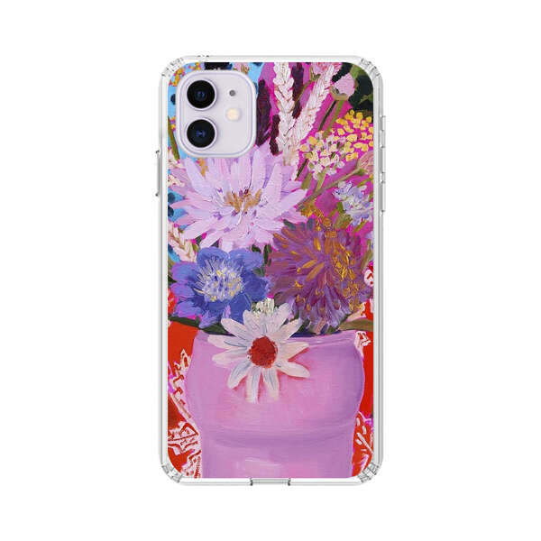 Vibrant Floral Bouquet in Pink Vase iPhone 11 Case