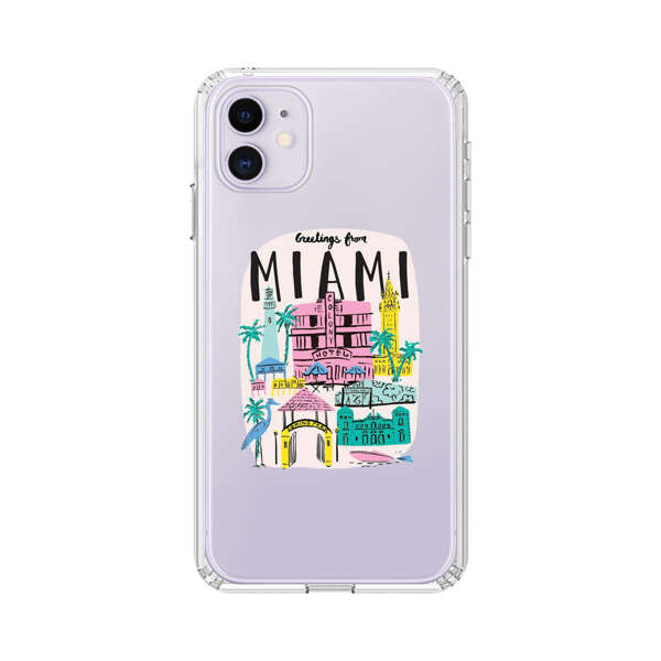 Vibrant Miami Cityscape Illustration iPhone 11 Case