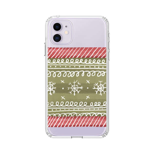 Winter Pattern with Snowflakes and Red Stripes iPhone 11 Case