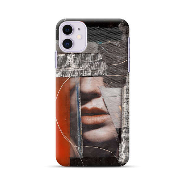 Abstract Collage Close Up Face iPhone 11 Hard Case