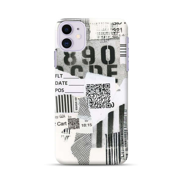 Abstract Collage Torn Paper Barcodes iPhone 11 Hard Case