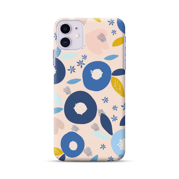 Abstract Floral Pattern with Blue, Pink and Mustard Flowers iPhone 11 Hard Case