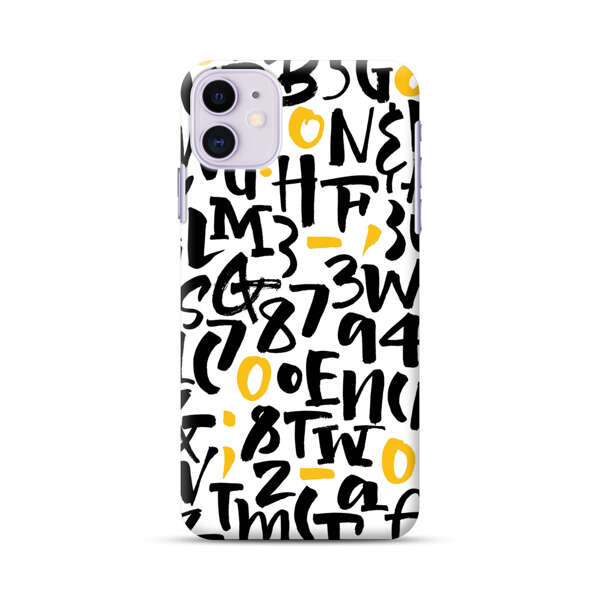 Abstract Typography Letter Number Pattern iPhone 11 Hard Case