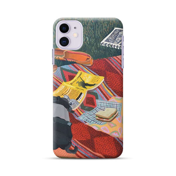 Charming Picnic Scene with Blanket and Food iPhone 11 Hard Case